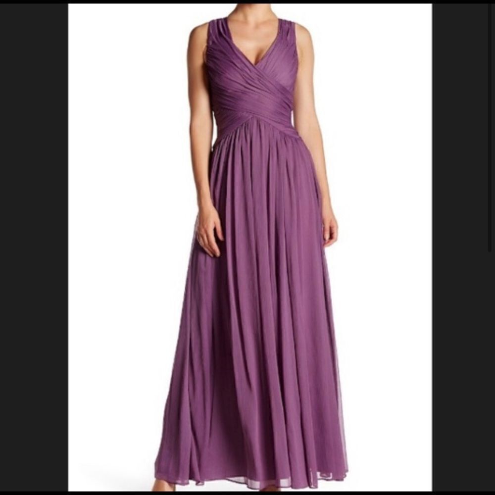 Vera wang dress plum purple chiffon maxi bridesmaid gown 4